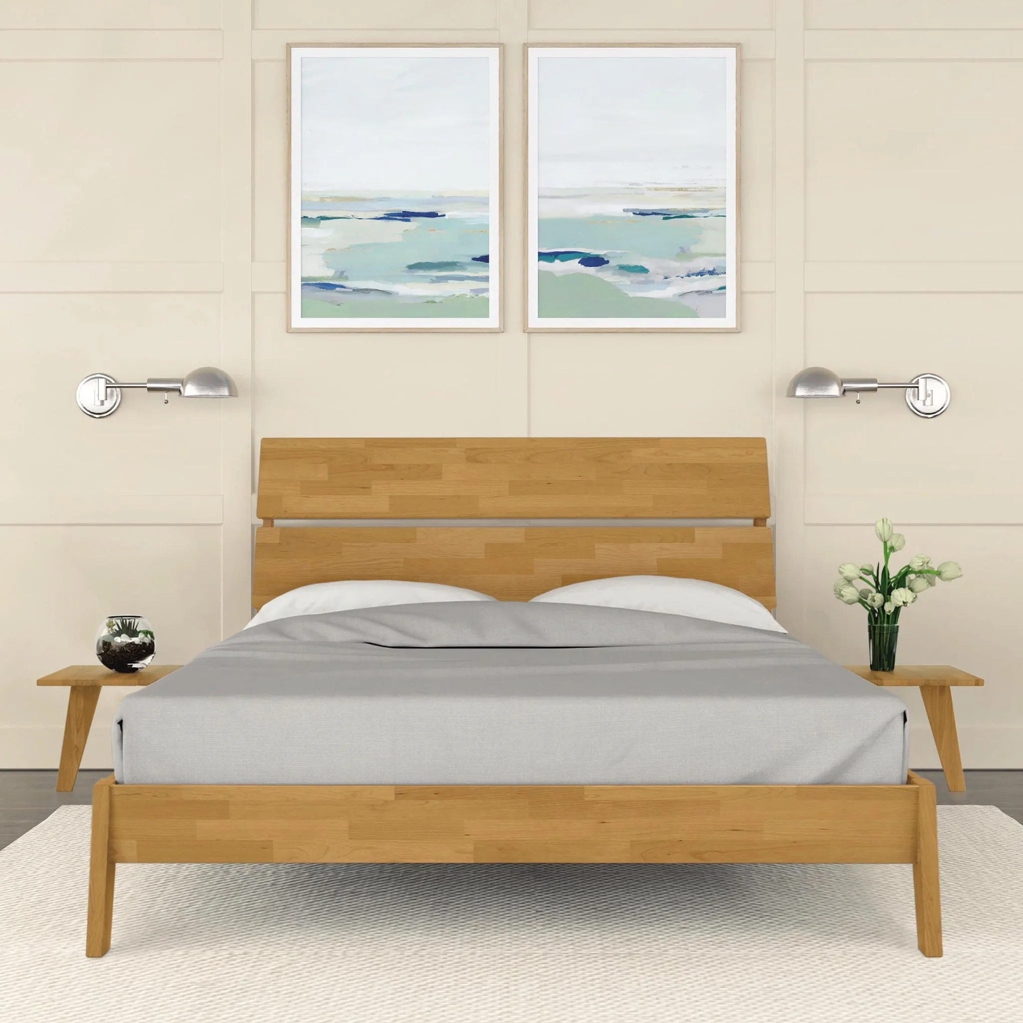 Linn Cherry Platform Bed - Priority Ship