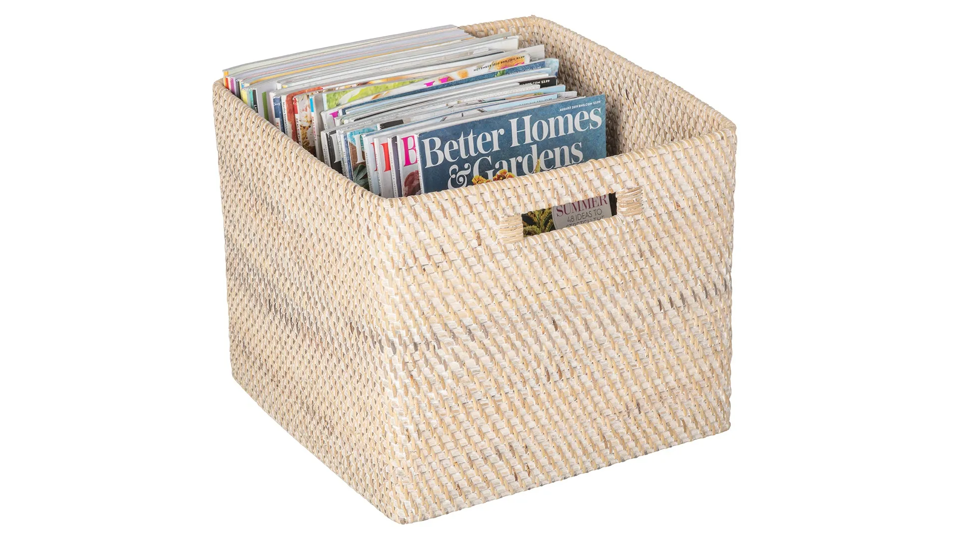 Loma Decorative Square Rattan Storage Basket with Handles