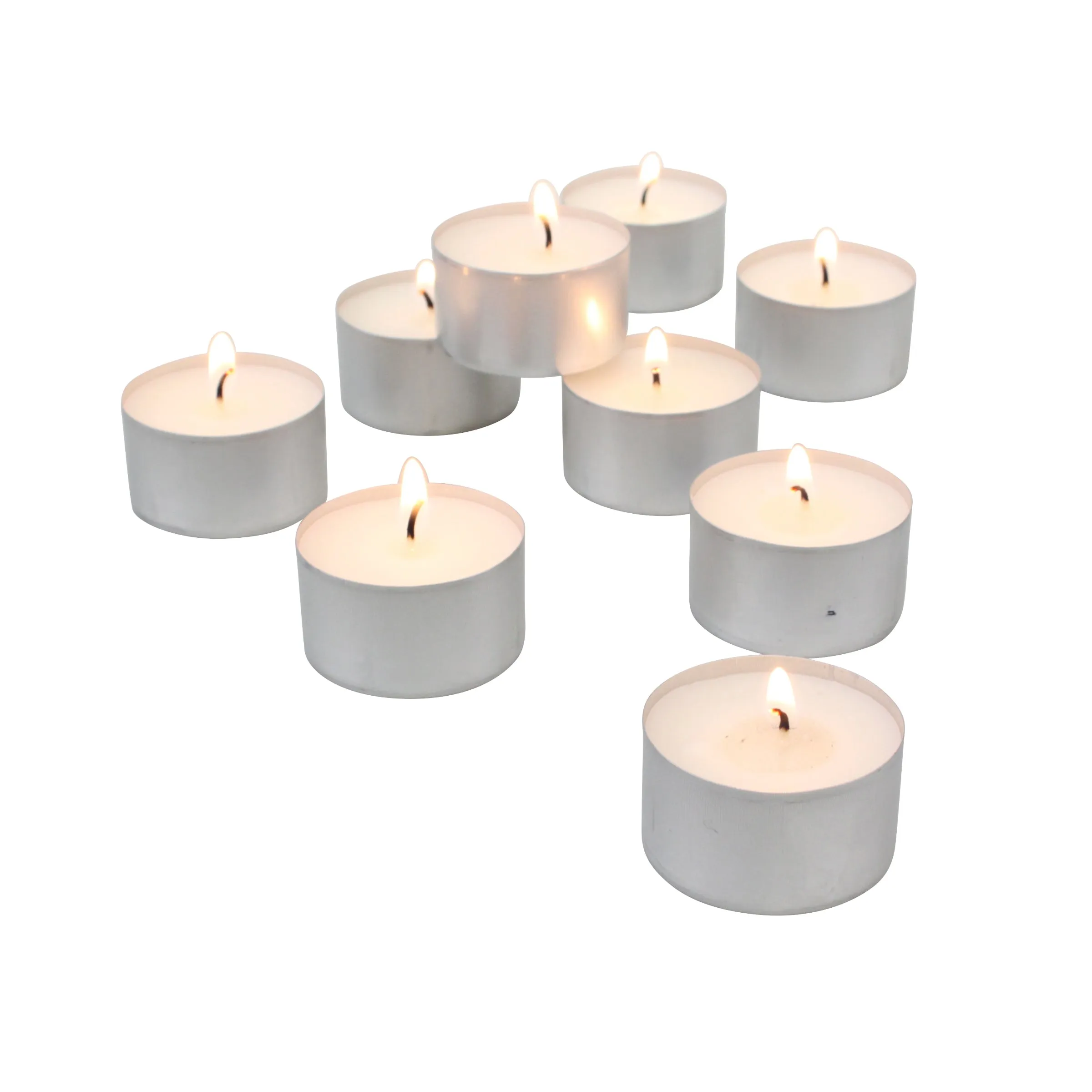 Long Burning Tea Light Candles,  6 to 7 Hour Extended Burn Time, White, Unscented, Bulk 200-Pack
