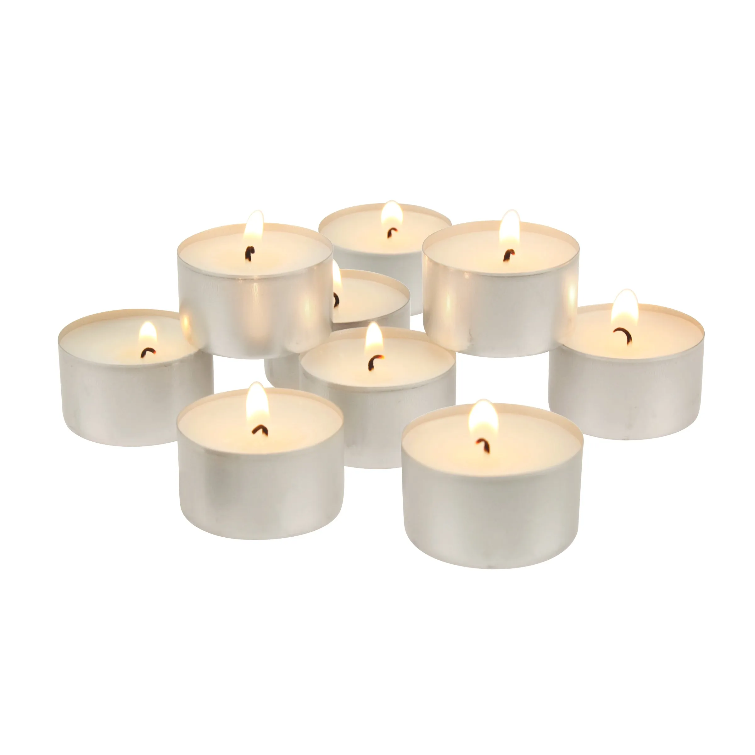 Long Burning Tea Light Candles,  6 to 7 Hour Extended Burn Time, White, Unscented, Bulk 200-Pack