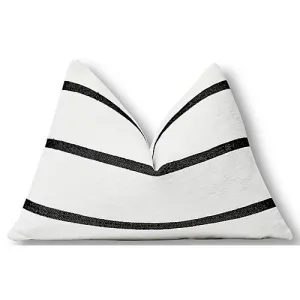 Lumbar Pillow Cover - White with Black Stripes - Marrakesh