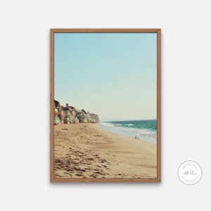 Malibu Beach Poster PRINTABLE WALL ART, One Piece Wall Art, Pastel Beach Print, Malibu Poster, Coastal Decor, Surfing Poster, Los Angeles Print