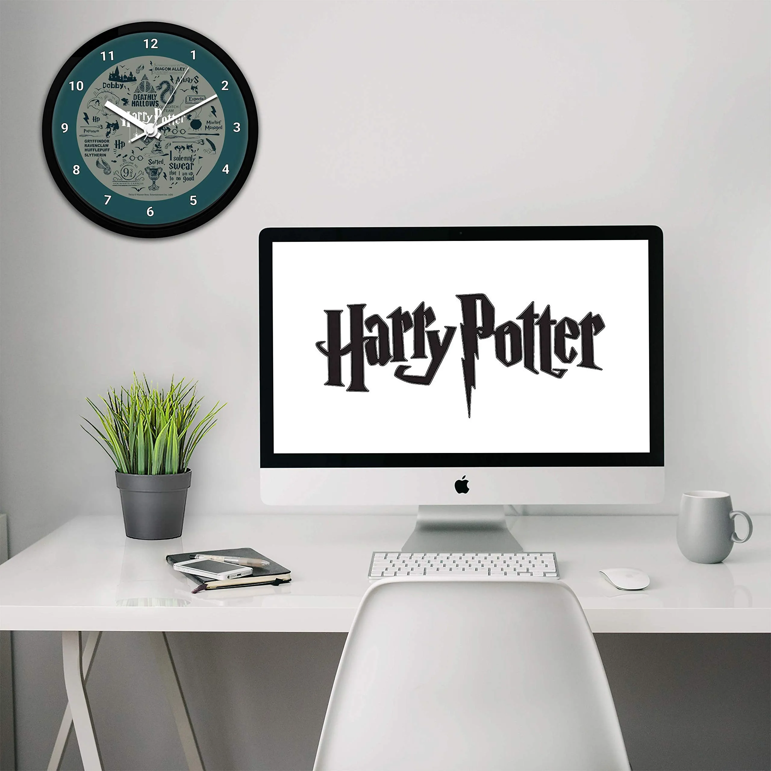 MCSID RAZZ Official Harry Potter Licensed by Warner Bros, USA Birthday Plastic Wall Clock, Grey