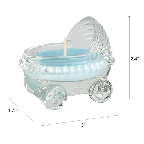 Mega Candles 12 pcs Baby Powder Scented Blue Glass Baby Carriage Palm Wax Container Candle, Great Baby Favors, Gift Giving, Decorative Accent, Memory Keepsake, Aromatic Delight, Self-Care Rituals