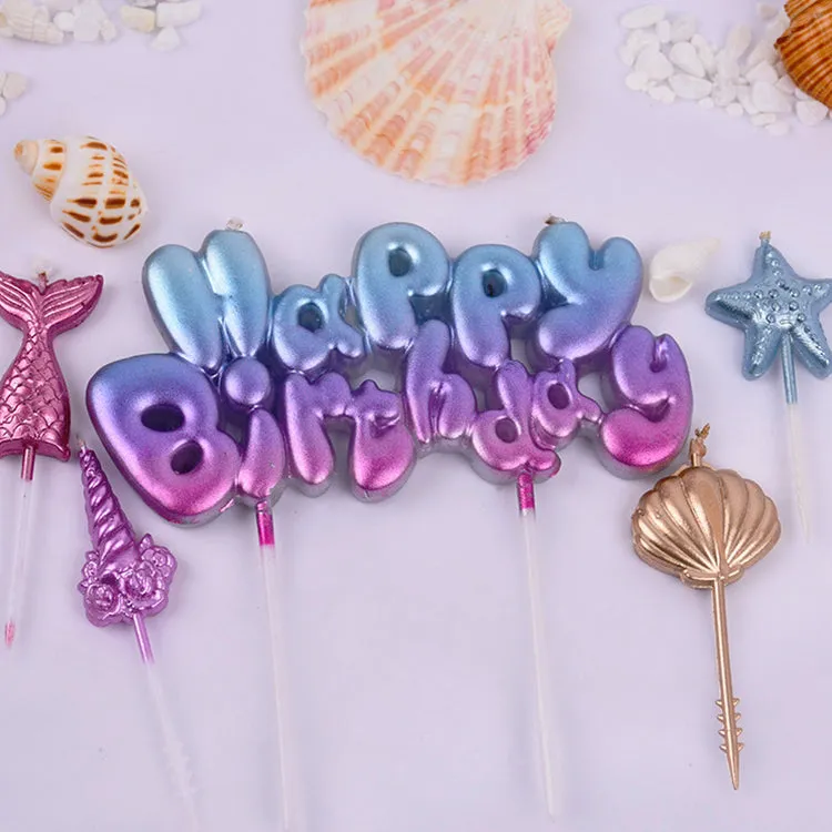 Mermaid Happy Birthday Candle Set