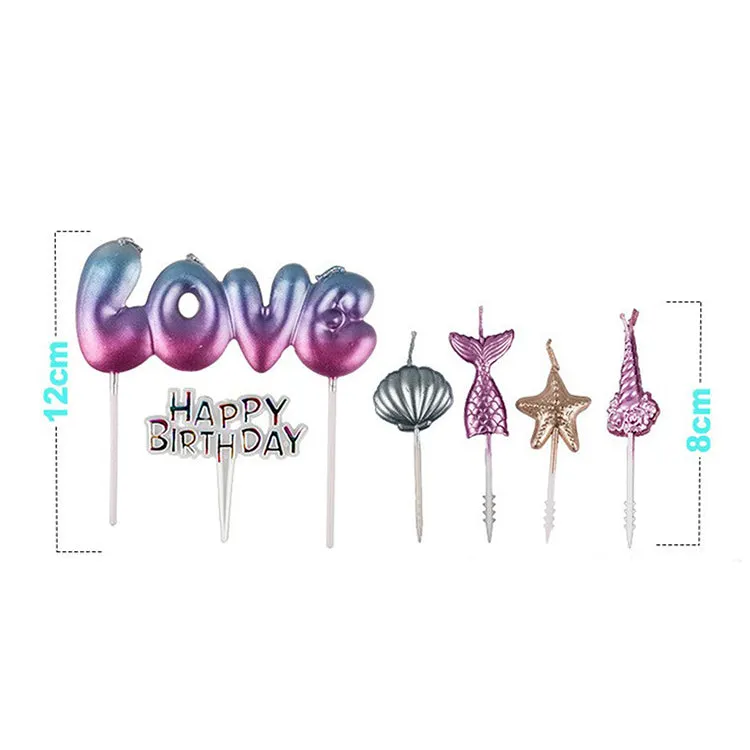 Mermaid Happy Birthday Candle Set