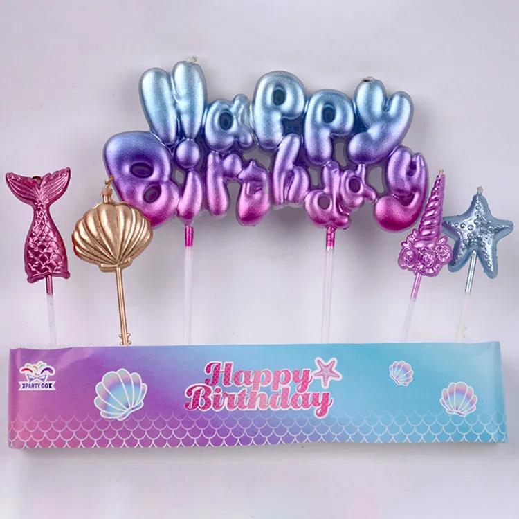 Mermaid Happy Birthday Candle Set