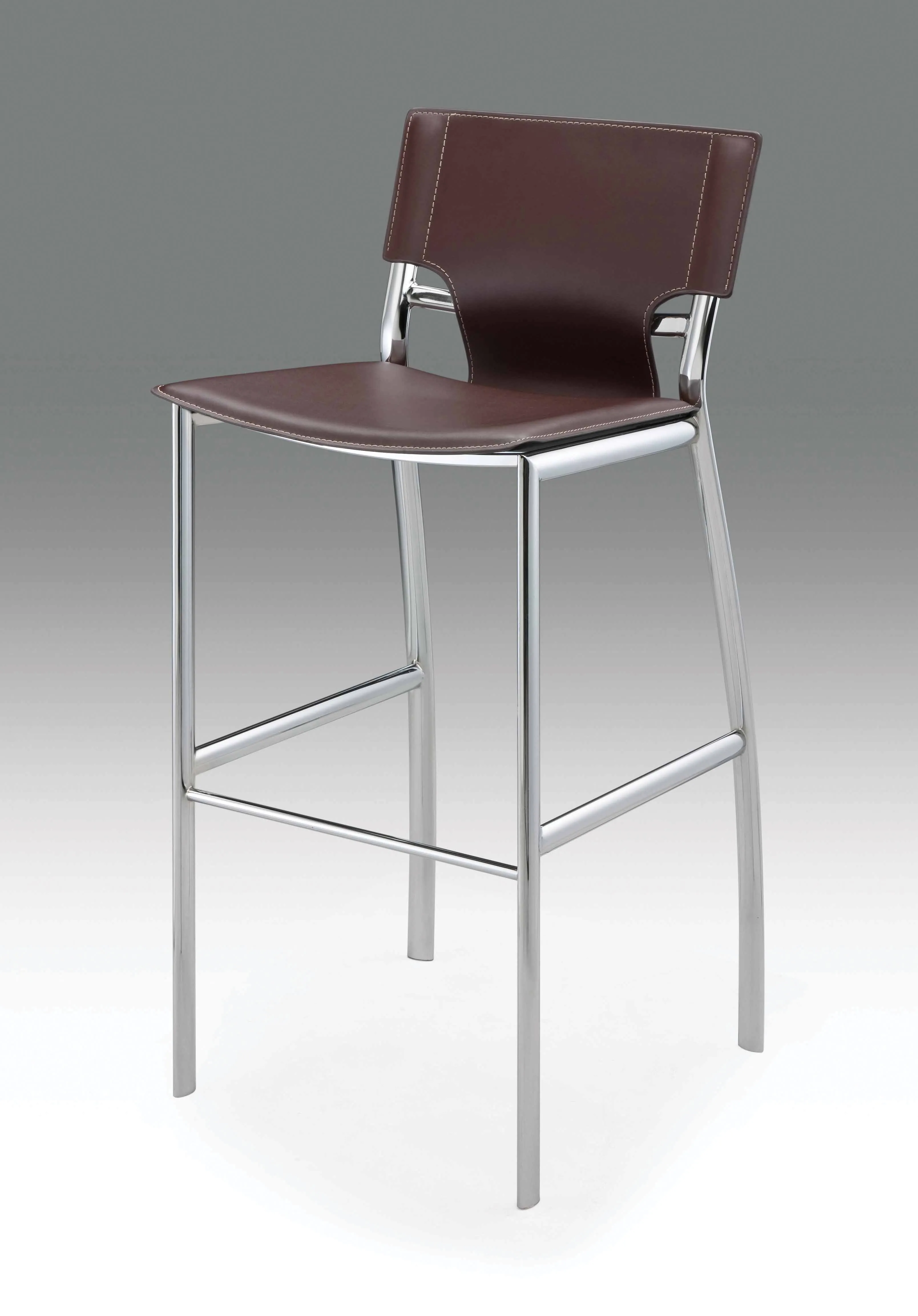 Metal Bar Stool W/ Brown Cushion