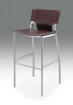Metal Bar Stool W/ Brown Cushion