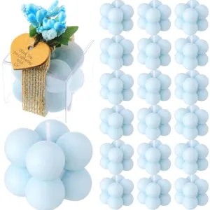MTLEE 30 Sets Small Wedding Favors Candles for Guests 1.4 x 1.6 Inches Bulk Bubble Candles Gifts Bridal Shower Favors Candles with Thank You Cards Ribbons Dried Flowers Gifts (Blue)