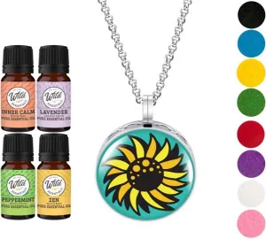 Necklace Diffusers With Oils SUNFLOWER Enamel