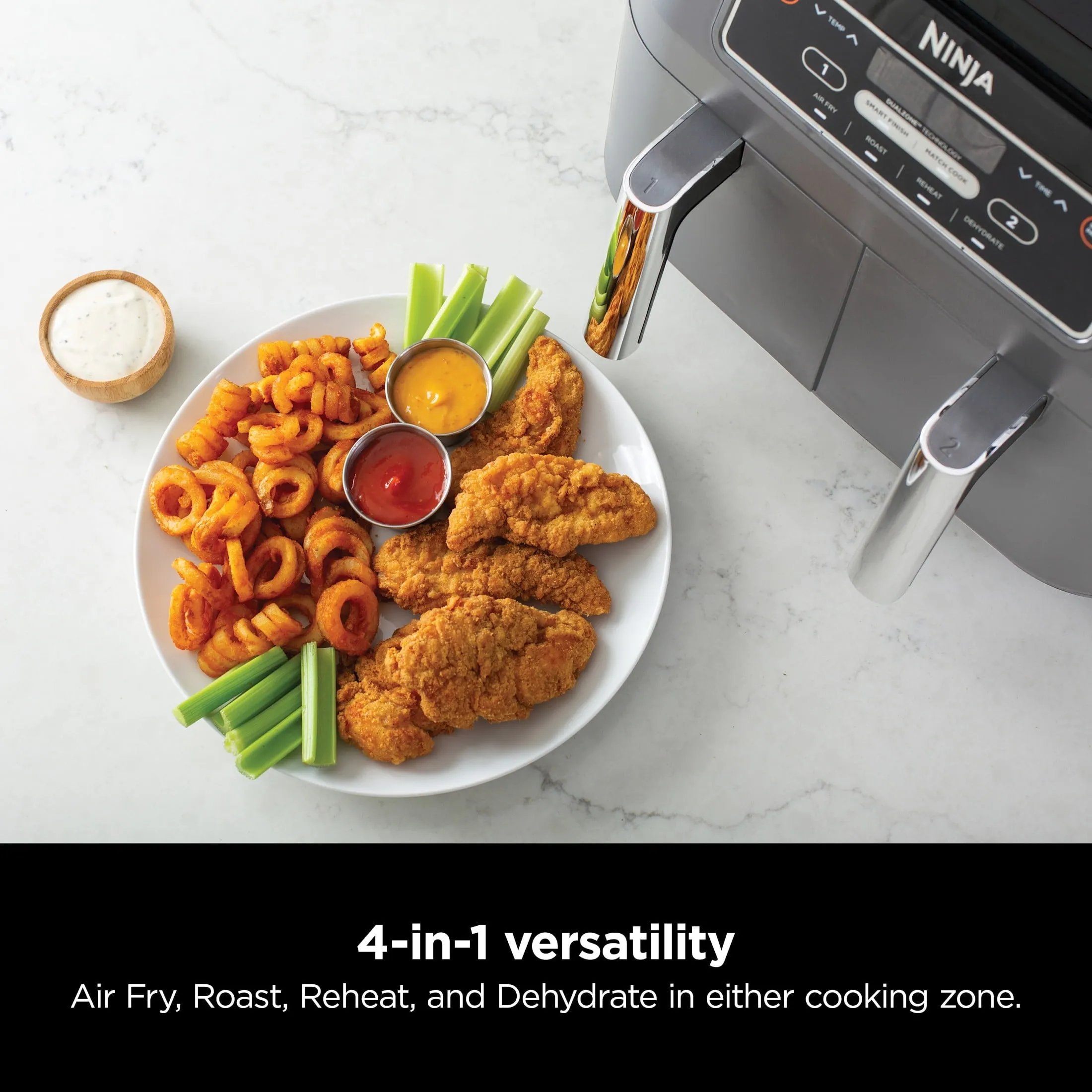 Ninja Foodi 4 in 1, 8 Qt. 2 Basket Air Fryer with DualZone Technology, Air Fry, Roast & More