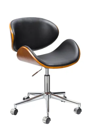 Office Chair W/ Wood Seat And Pu Cushion