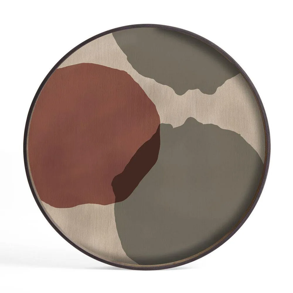 Overlapping Dots Large Round Glass Tray