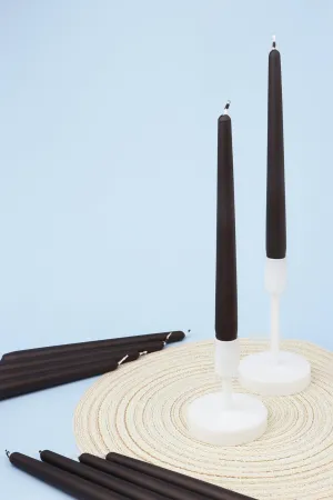 Pack Of 10 Or 20 Coraline Tall Matte Candlesticks Black Dinner Candles