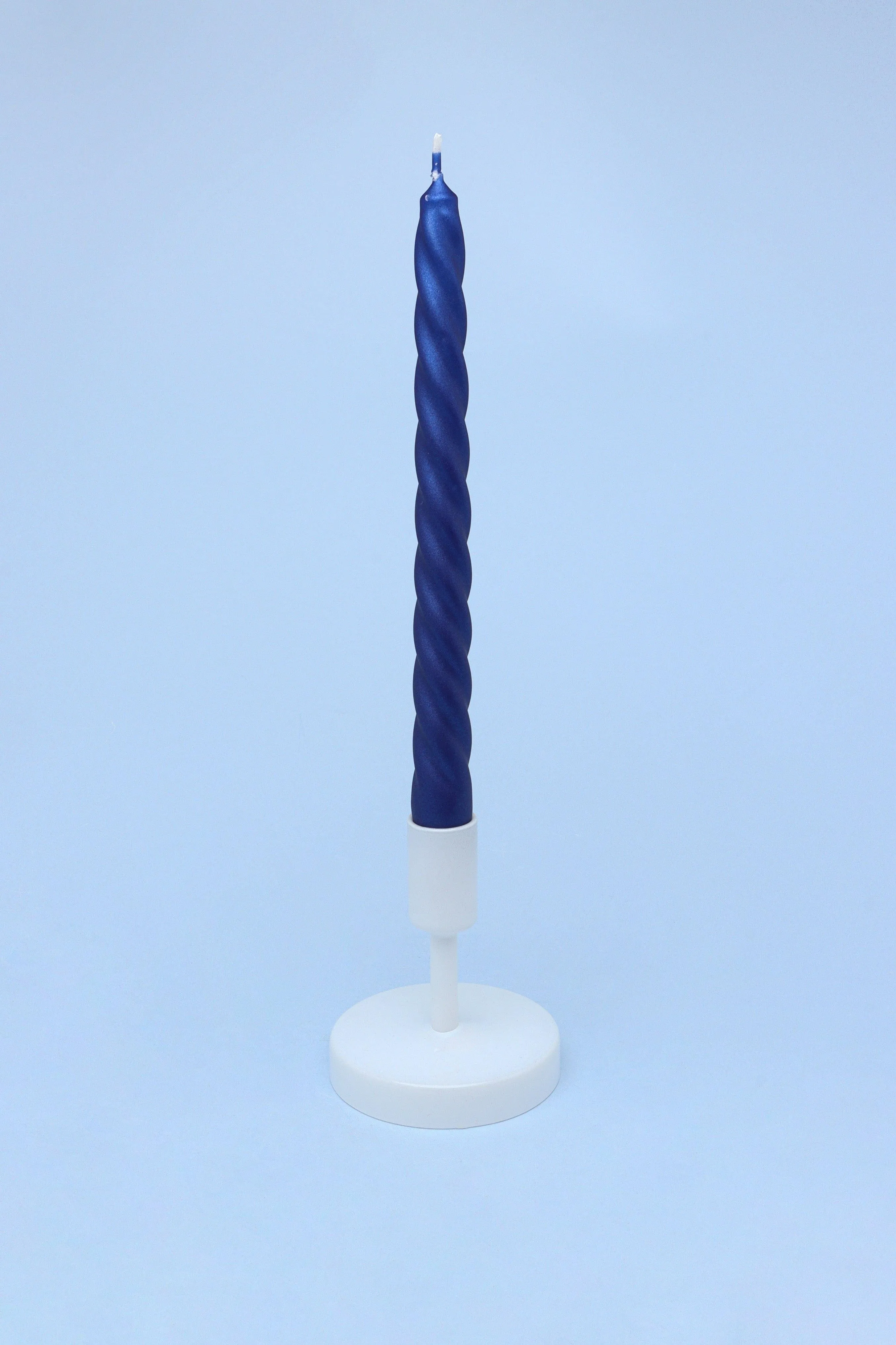 Pack Of 10 Or 20 Coraline Tall Shimmer Royal Blue Candlesticks Twisted Dinner Candles