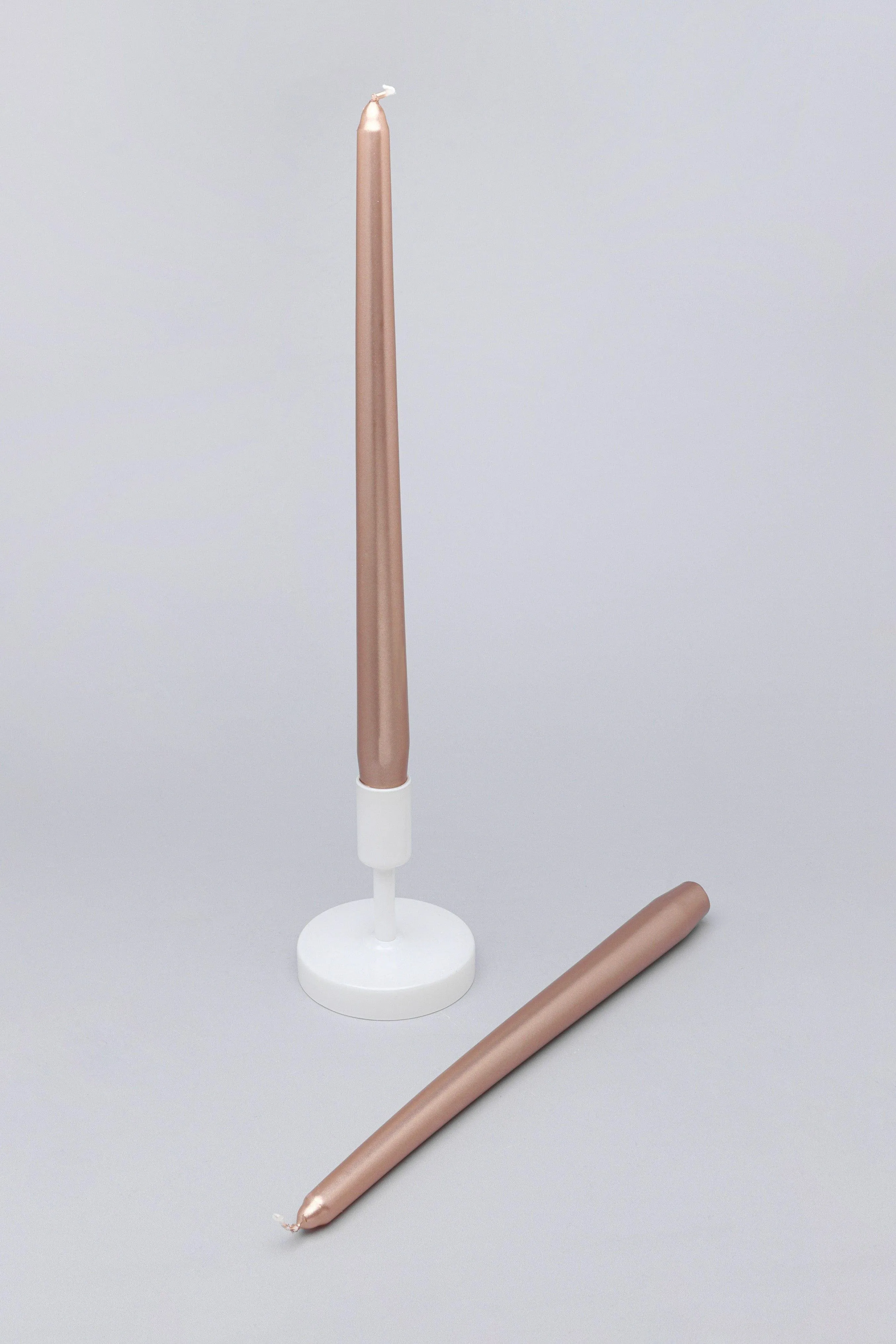 Pack of 2 Copper Tall Candlesticks Shimmer Dinner Candles