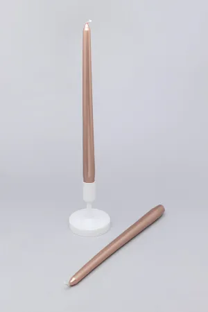Pack of 2 Copper Tall Candlesticks Shimmer Dinner Candles