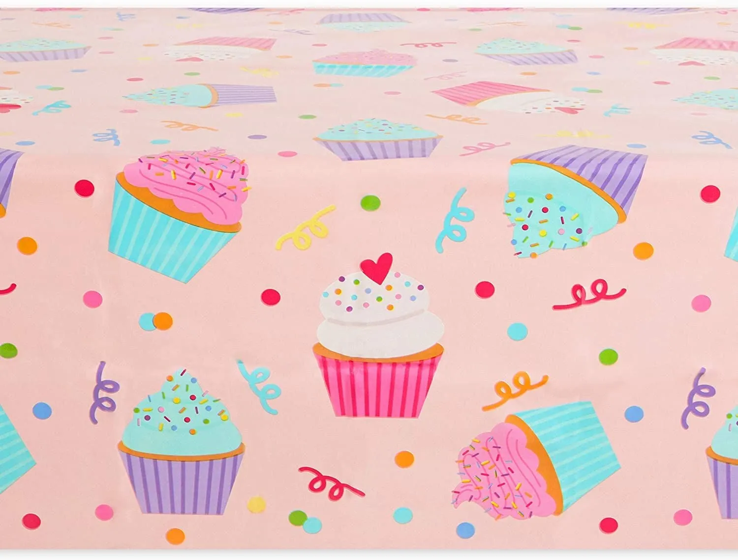 Pink Plastic Tablecloths for Cupcake Birthday Party (54 x 108 In, 3 Pack)