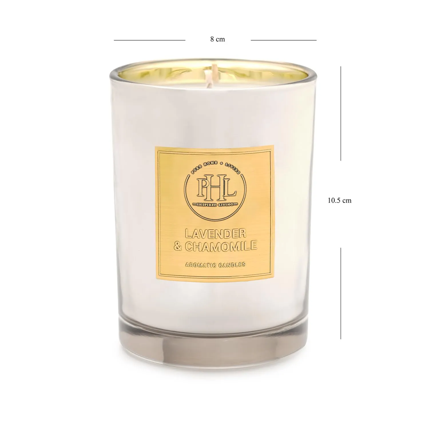 Pure Home   Living Lavender and Chamomile Scented Silver Wax Filled Jar Candle