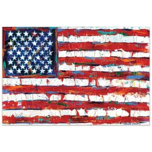 "Dramatic Stars & Stripes" Frameless Free Floating Tempered Glass Panel Graphic Wall Art