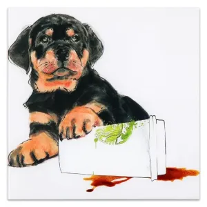 "Java's Paw" Frameless Free Floating Tempered Glass Panel Graphic Dog Wall Art