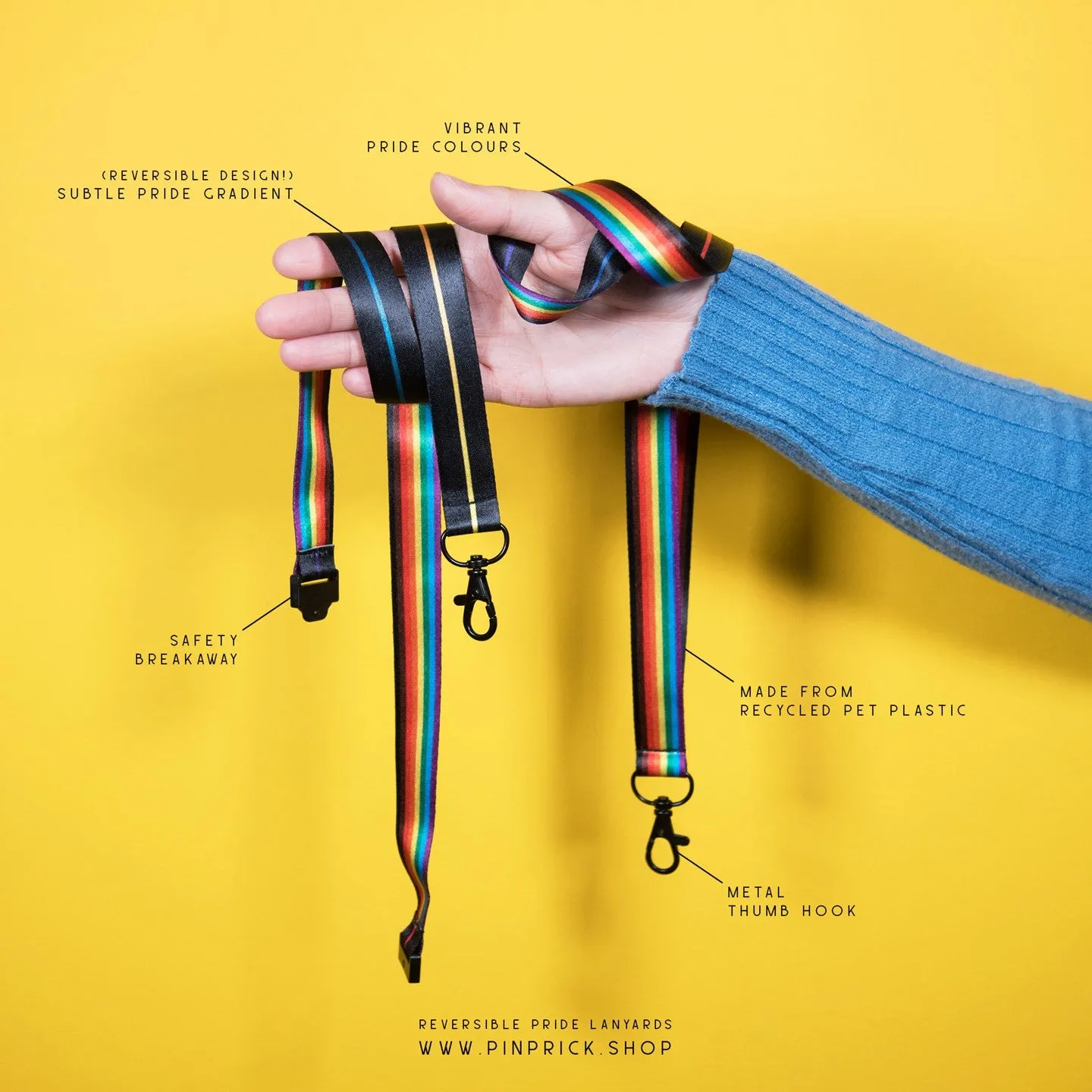 Reversible Inclusive Rainbow Recycled Lanyard