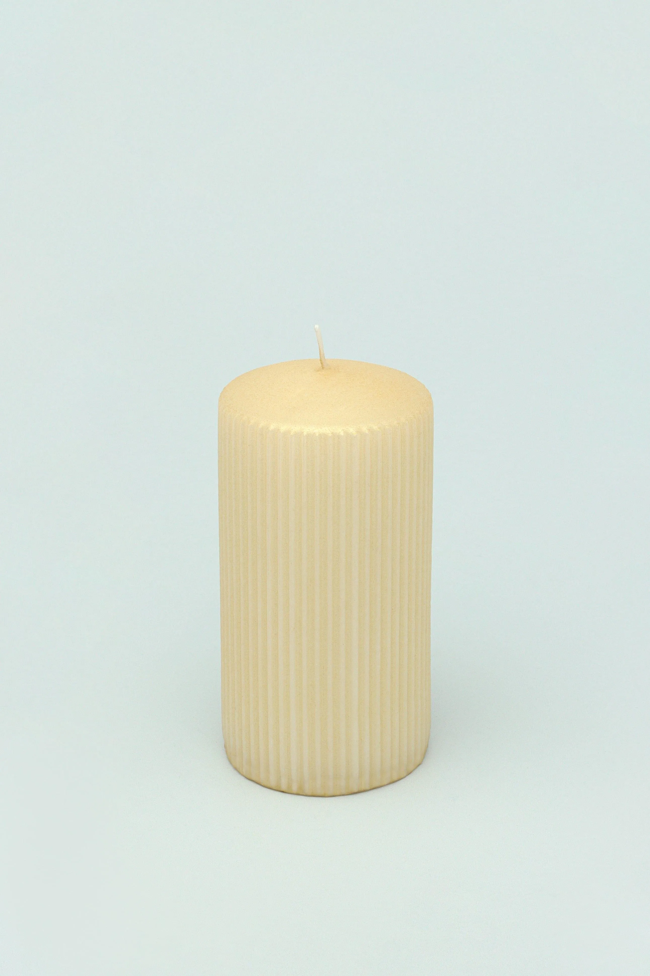 Ribbed Yellow Pillar Shimmer Candle