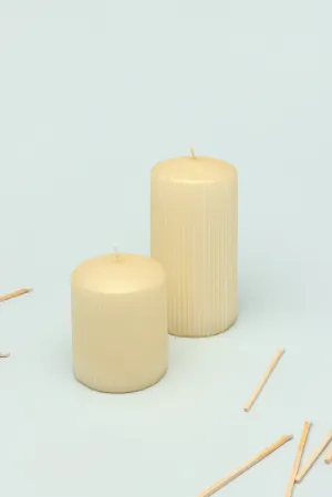 Ribbed Yellow Pillar Shimmer Candle