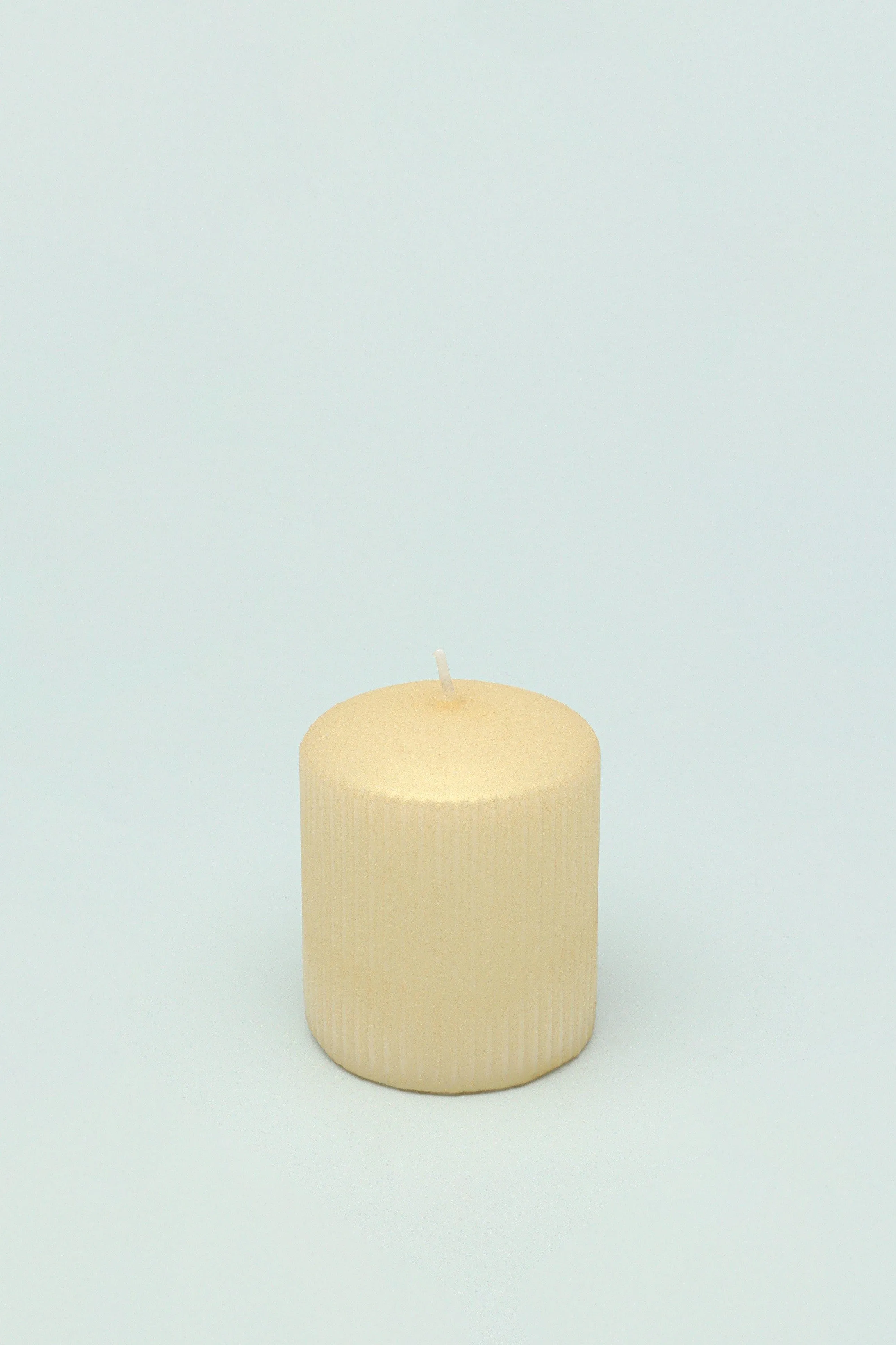 Ribbed Yellow Pillar Shimmer Candle