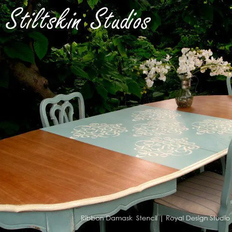Ribbon Damask Wall Stencil
