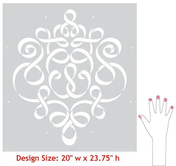Ribbon Damask Wall Stencil