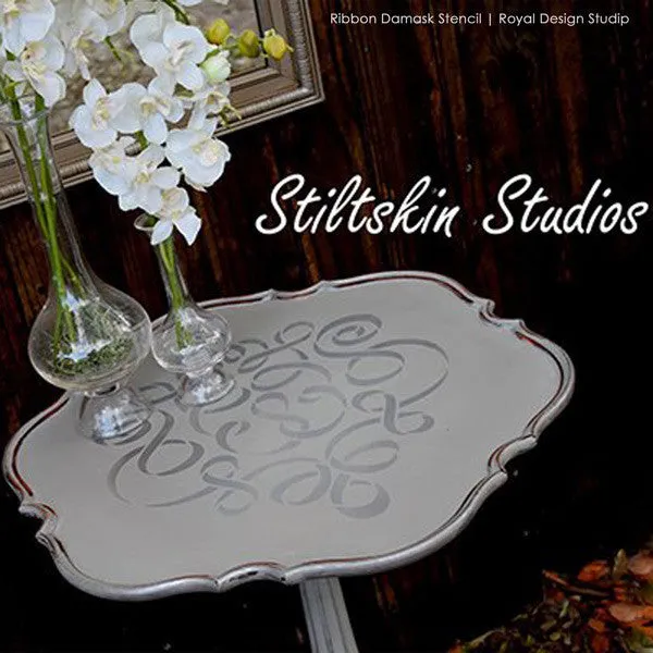 Ribbon Damask Wall Stencil