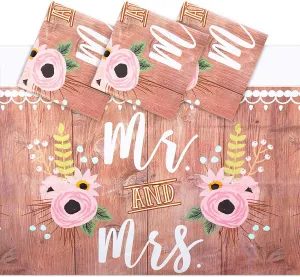 Rustic Plastic Tablecloth for Weddings (54 x 108 in, 3 Pack)