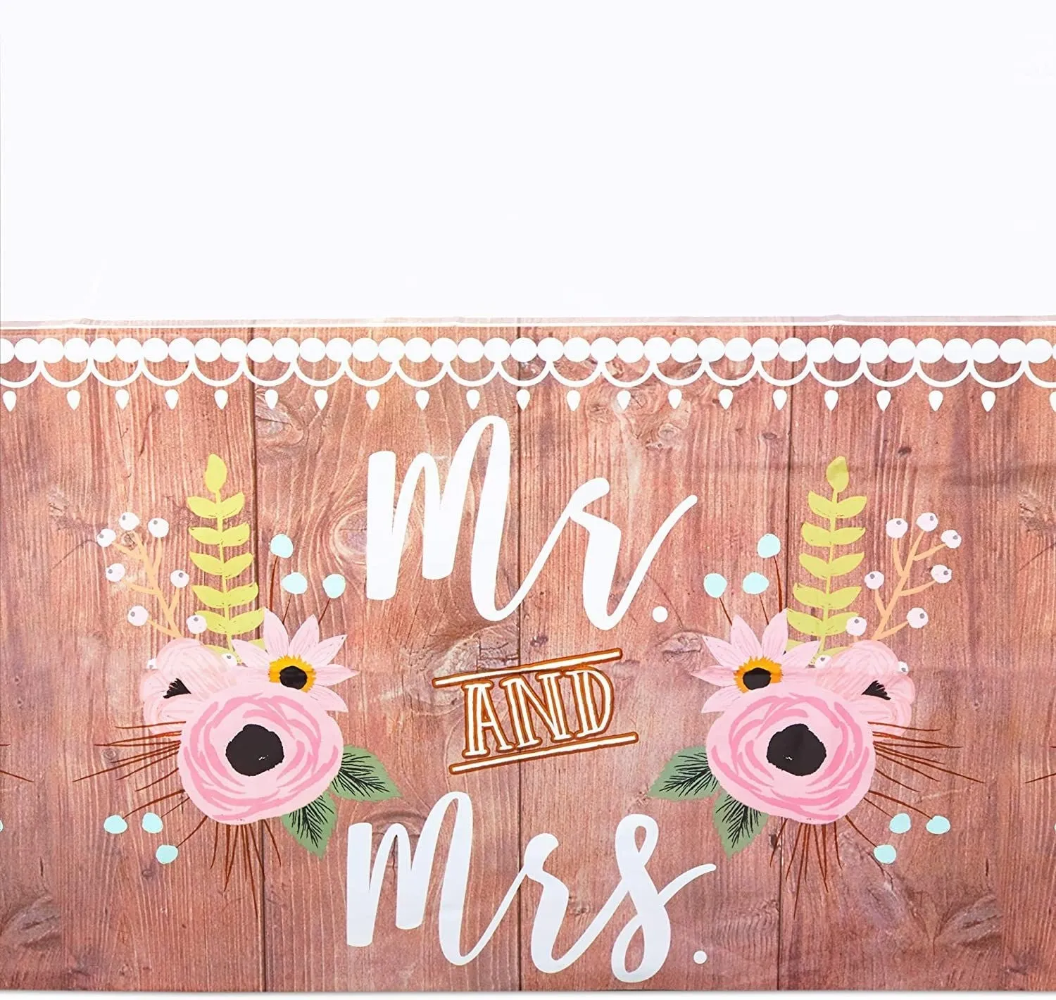 Rustic Plastic Tablecloth for Weddings (54 x 108 in, 3 Pack)