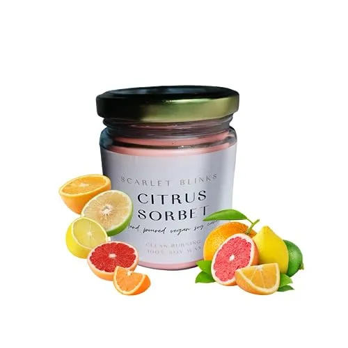 Scarlet Blinks Citrus Sorbet Candles | Blue Mint Julep Candles | Lemon Grass Candles | Soy Wax Candles | Aroma Therapy Candles | BurningTime:- 45HRS Pack of 3