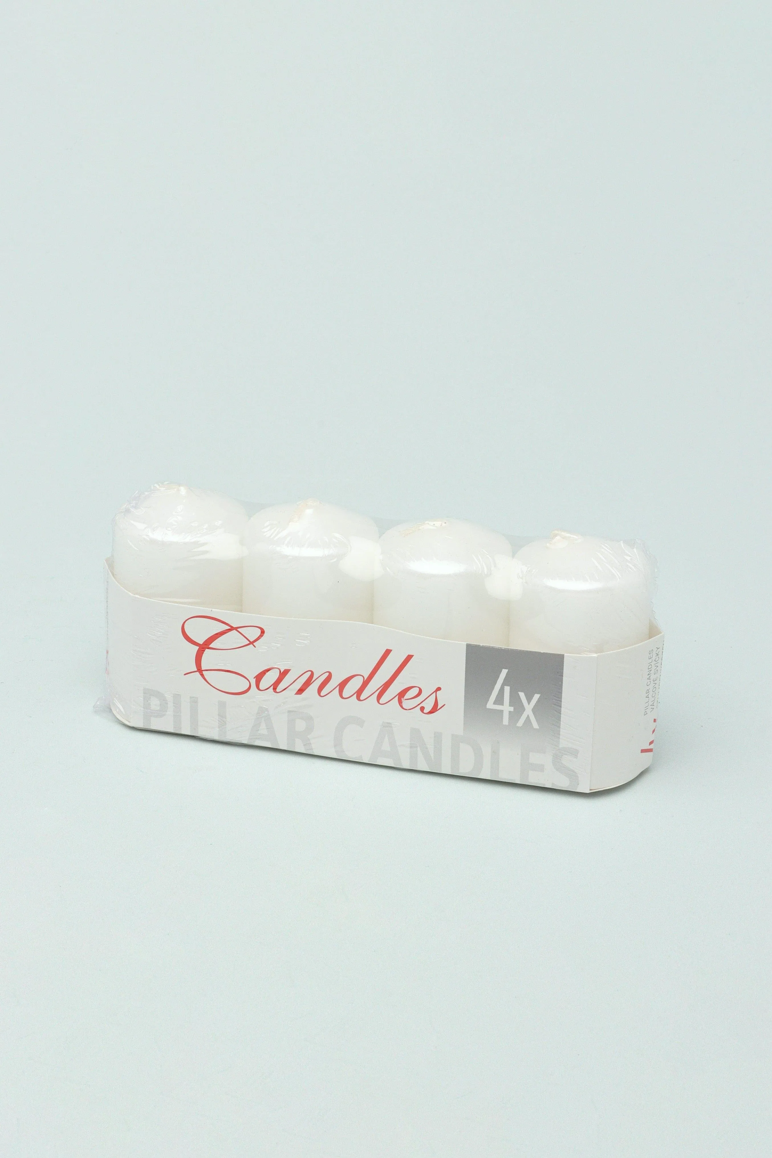 Set Of 4 Varnished Shimmer Pillar Candles White