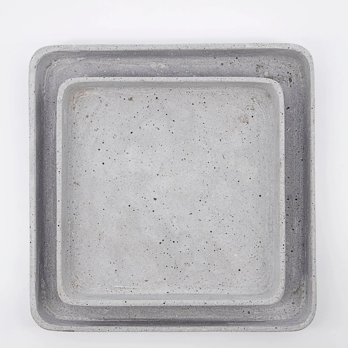 Set of Two Square Polystone Concrete Trays