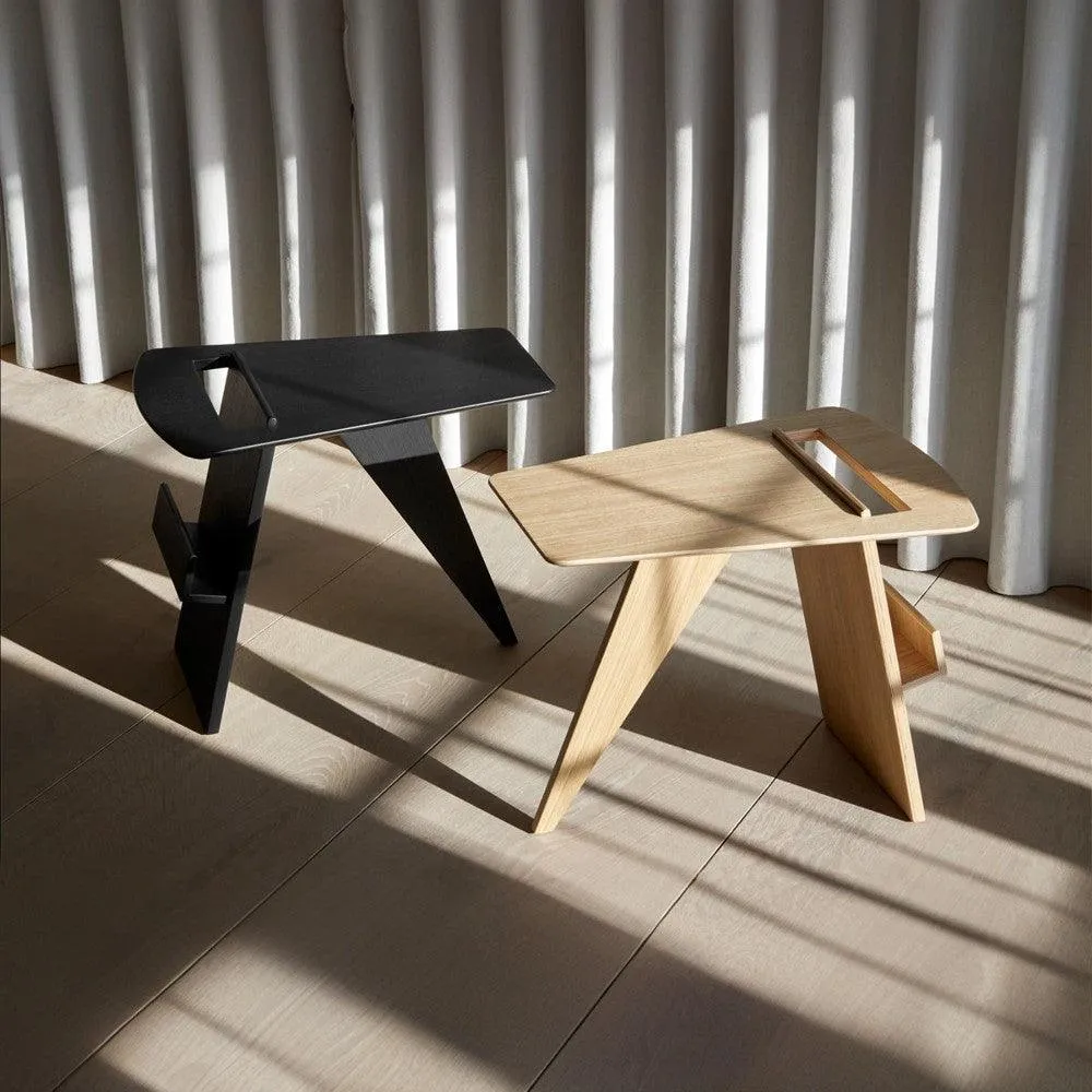 Solid Wood Side Table with Magazine Shelves Creative Narrow Coffee Table