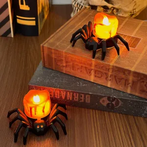 Spider LED Candles Flameless Tea Lights for Halloween Home Decor