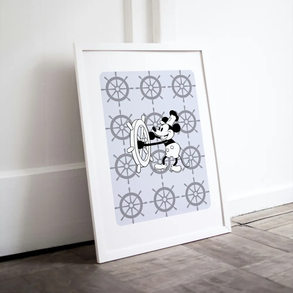 Steamboat Willie Nautical Wall Art PRINTABLE ART, Coastal Wall Decor, Light Blue Decor, Helm Art, Art Deco Wall Art, Sailboat
