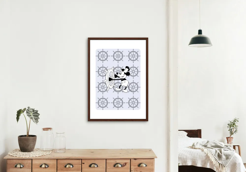 Steamboat Willie Nautical Wall Art PRINTABLE ART, Coastal Wall Decor, Light Blue Decor, Helm Art, Art Deco Wall Art, Sailboat