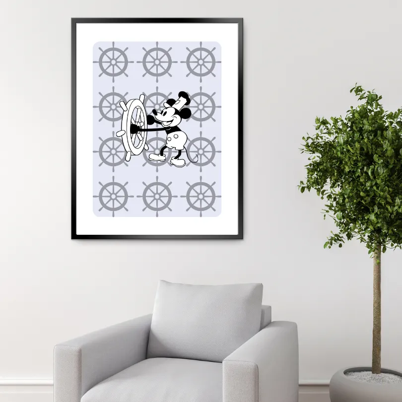 Steamboat Willie Nautical Wall Art PRINTABLE ART, Coastal Wall Decor, Light Blue Decor, Helm Art, Art Deco Wall Art, Sailboat