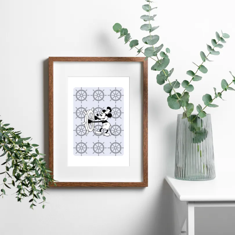 Steamboat Willie Nautical Wall Art PRINTABLE ART, Coastal Wall Decor, Light Blue Decor, Helm Art, Art Deco Wall Art, Sailboat