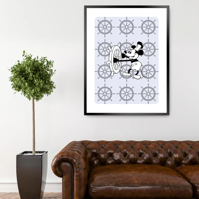 Steamboat Willie Nautical Wall Art PRINTABLE ART, Coastal Wall Decor, Light Blue Decor, Helm Art, Art Deco Wall Art, Sailboat