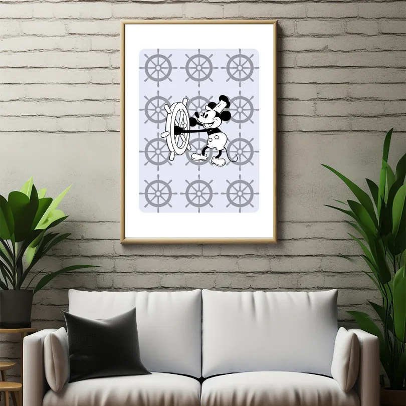 Steamboat Willie Nautical Wall Art PRINTABLE ART, Coastal Wall Decor, Light Blue Decor, Helm Art, Art Deco Wall Art, Sailboat