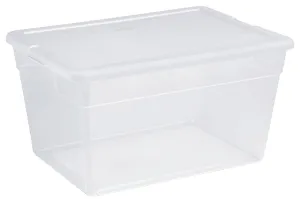 Sterilite 16598008 Storage Box, 56 qt Capacity, Plastic, Clear/White :EA: QUANTITY: 8