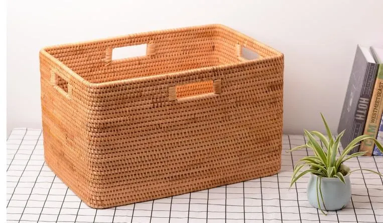 Storage Baskets for Bedroom, Laundry Storage Basket for Clothes, Rattan Basket, Rectangular Storage Basket, Storage Baskets for Shelves