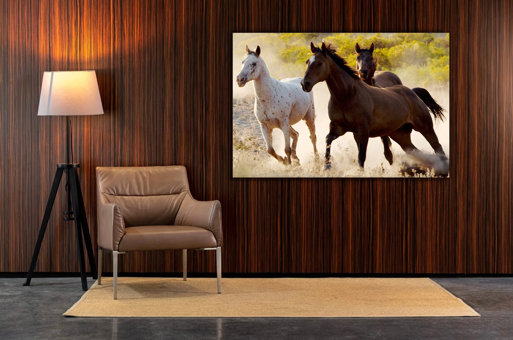 Tempered Glass Art - Horse Herd Run Free On Desert Dust Wall Art Decor