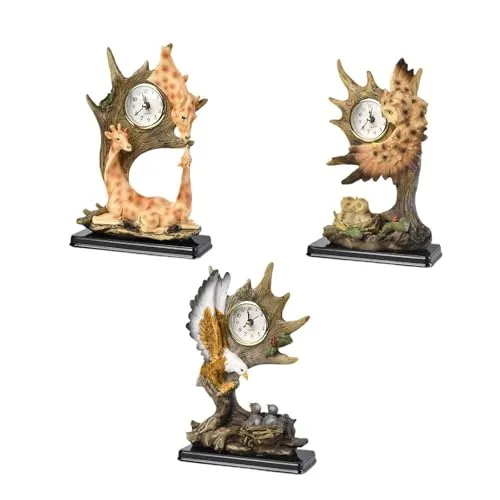 THE STYLE SUTRA® Vintage Table Clock Collection Cute Statue for Apartment Bedroom Dining Room Deers